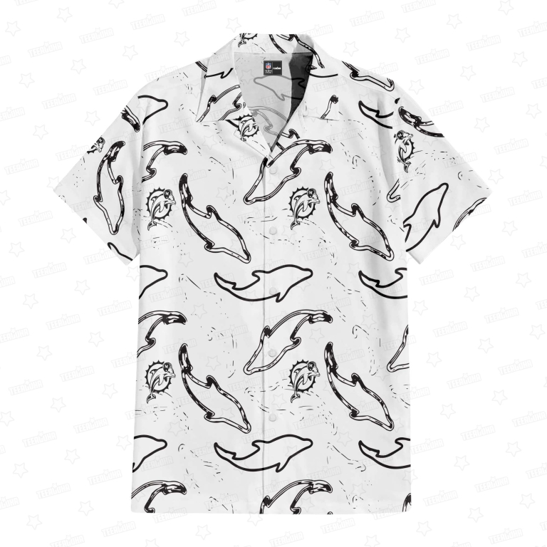 Miami Dolphins White Sea Hawaiian Shirt Miami Dolphins White Sea Hawaiian Shirt