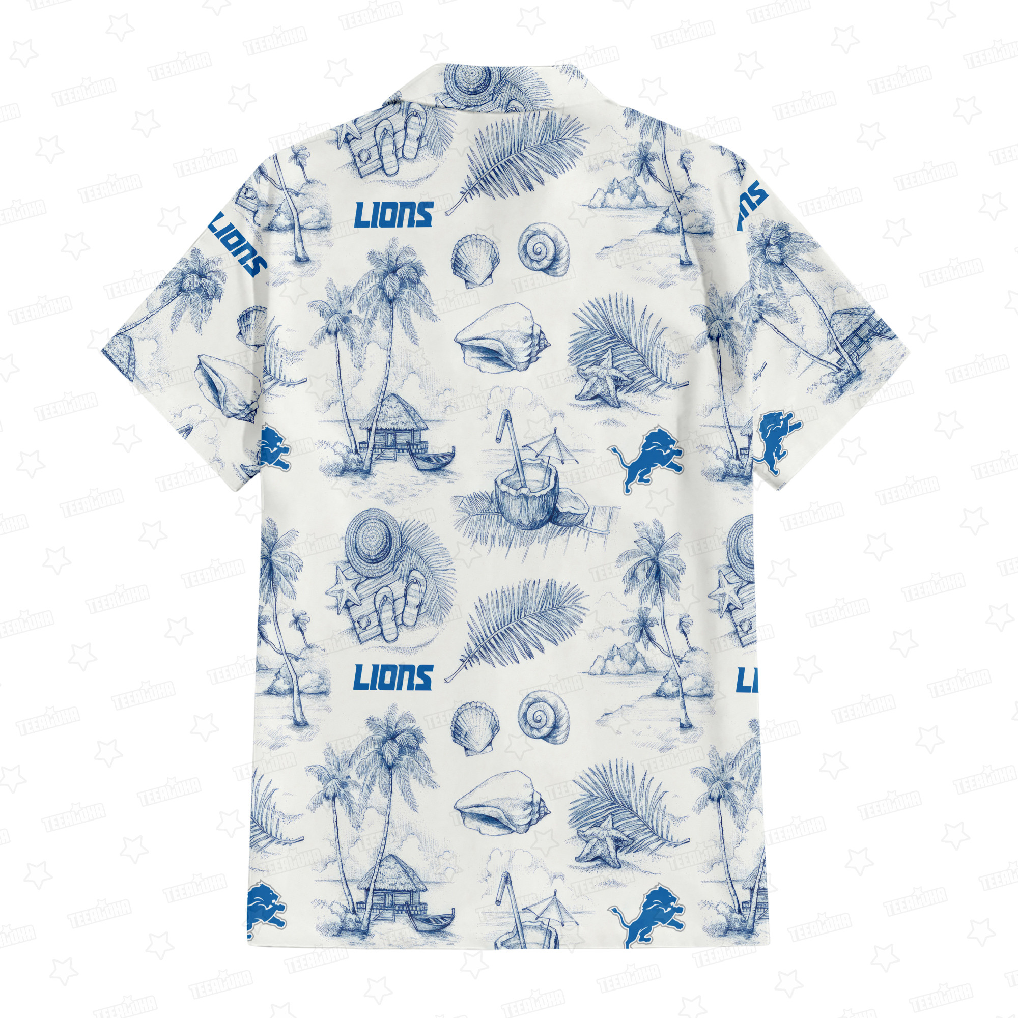 Detroit Lions Sunny Beach Hawaiian Shirt Detroit Lions Sunny Beach Hawaiian Shirt