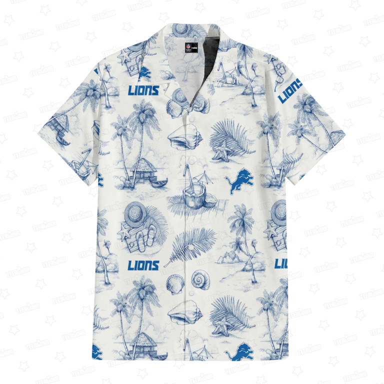 Detroit Lions Sunny Beach Hawaiian Shirt Detroit Lions Sunny Beach Hawaiian Shirt