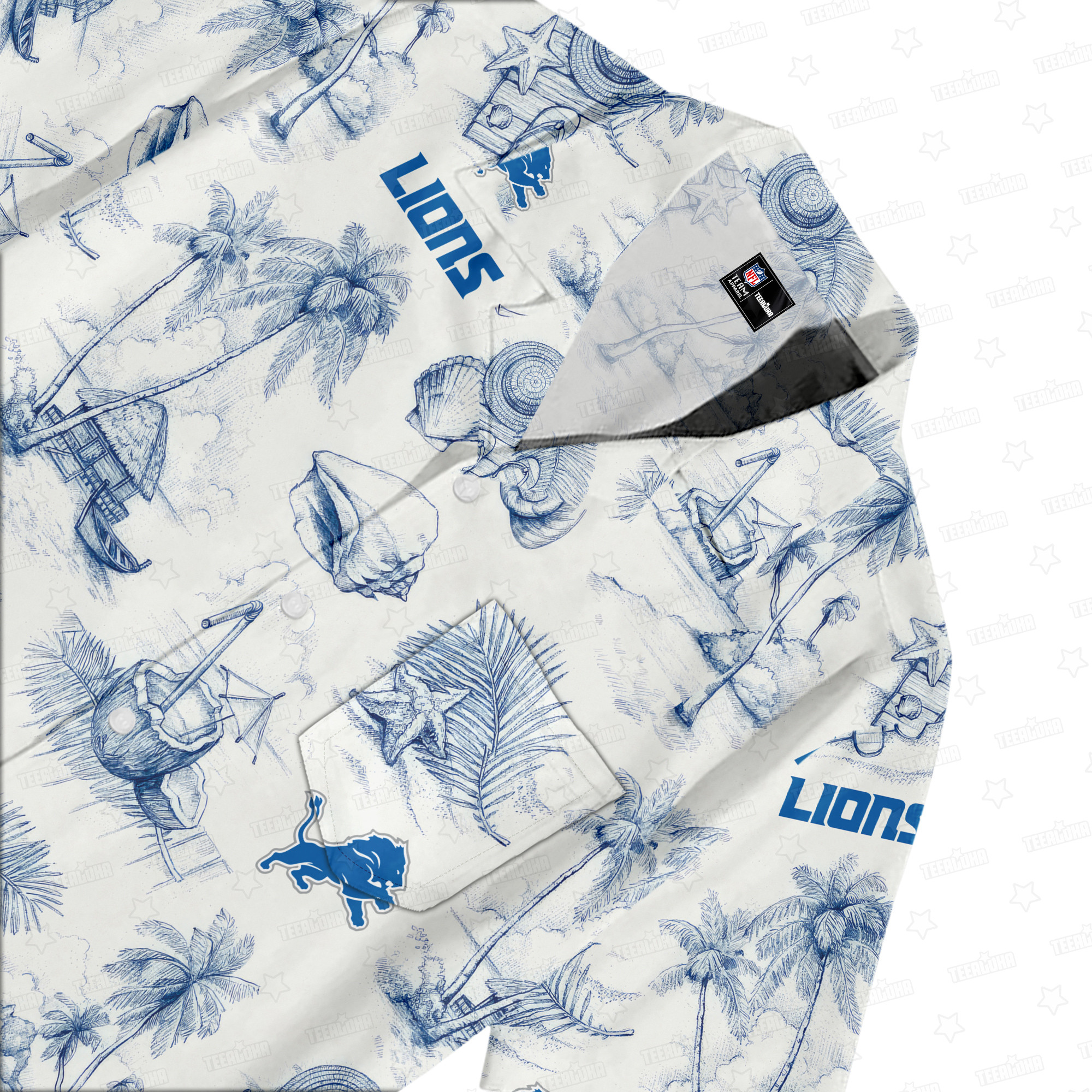 Detroit Lions Sunny Beach Hawaiian Shirt Detroit Lions Sunny Beach Hawaiian Shirt