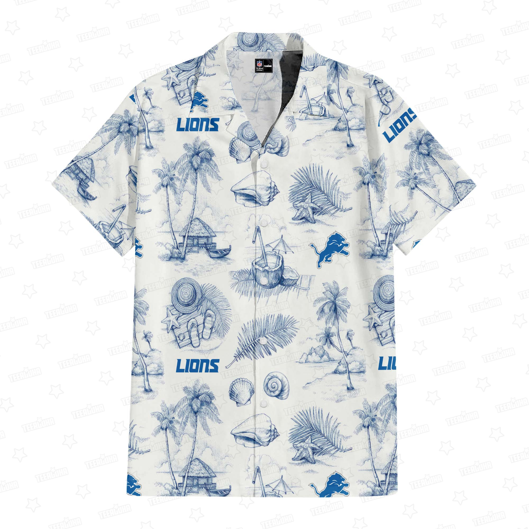 Detroit Lions Sunny Beach Hawaiian Shirt Detroit Lions Sunny Beach Hawaiian Shirt