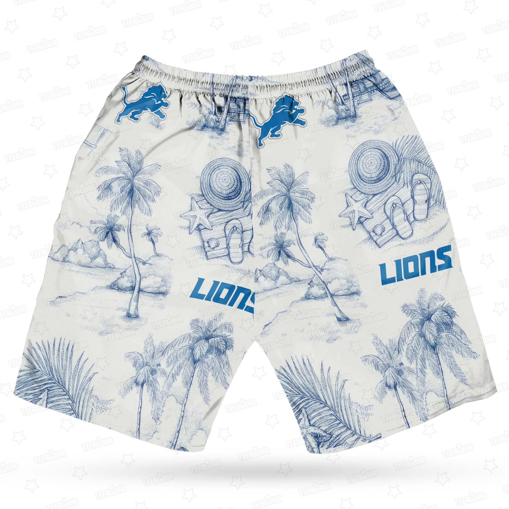 Detroit Lions Sunny Beach Hawaiian Shirt Detroit Lions Sunny Beach Hawaiian Shirt
