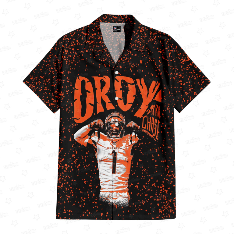 Ja'Marr Chase OROY Bengals Celebration Hawaiian Shirt Ja'Marr Chase OROY Bengals Celebration Hawaiian Shirt