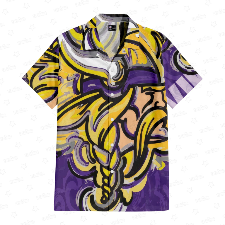 Minnesota Vikings Oil Painting Art Print Hawaiian Shirt Minnesota Vikings Oil Painting Art Print Hawaiian Shirt