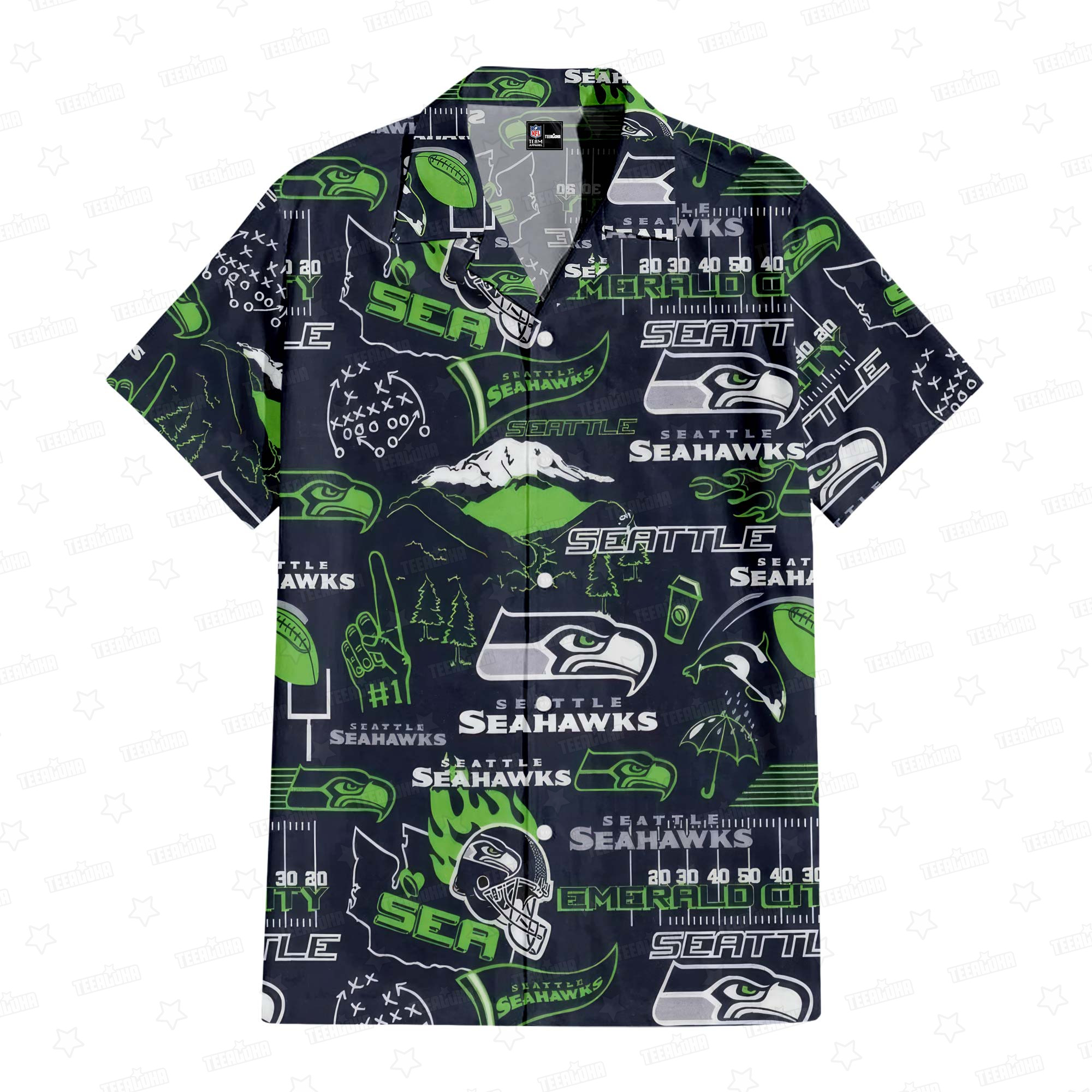 Seattle Seahawks Legacy Patch Hawaiian Shirt Seattle Seahawks Legacy Patch Hawaiian Shirt