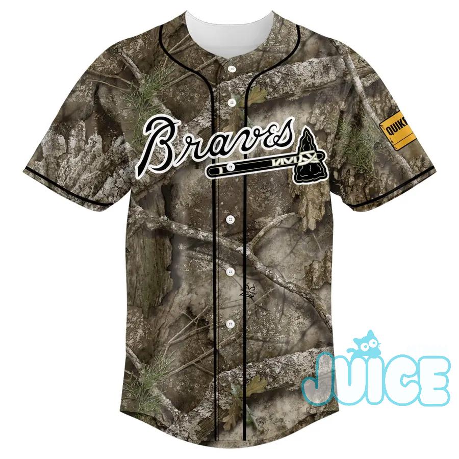 Atlanta Braves Hunting & Fishing Night Custom Camo Jersey - Detail View