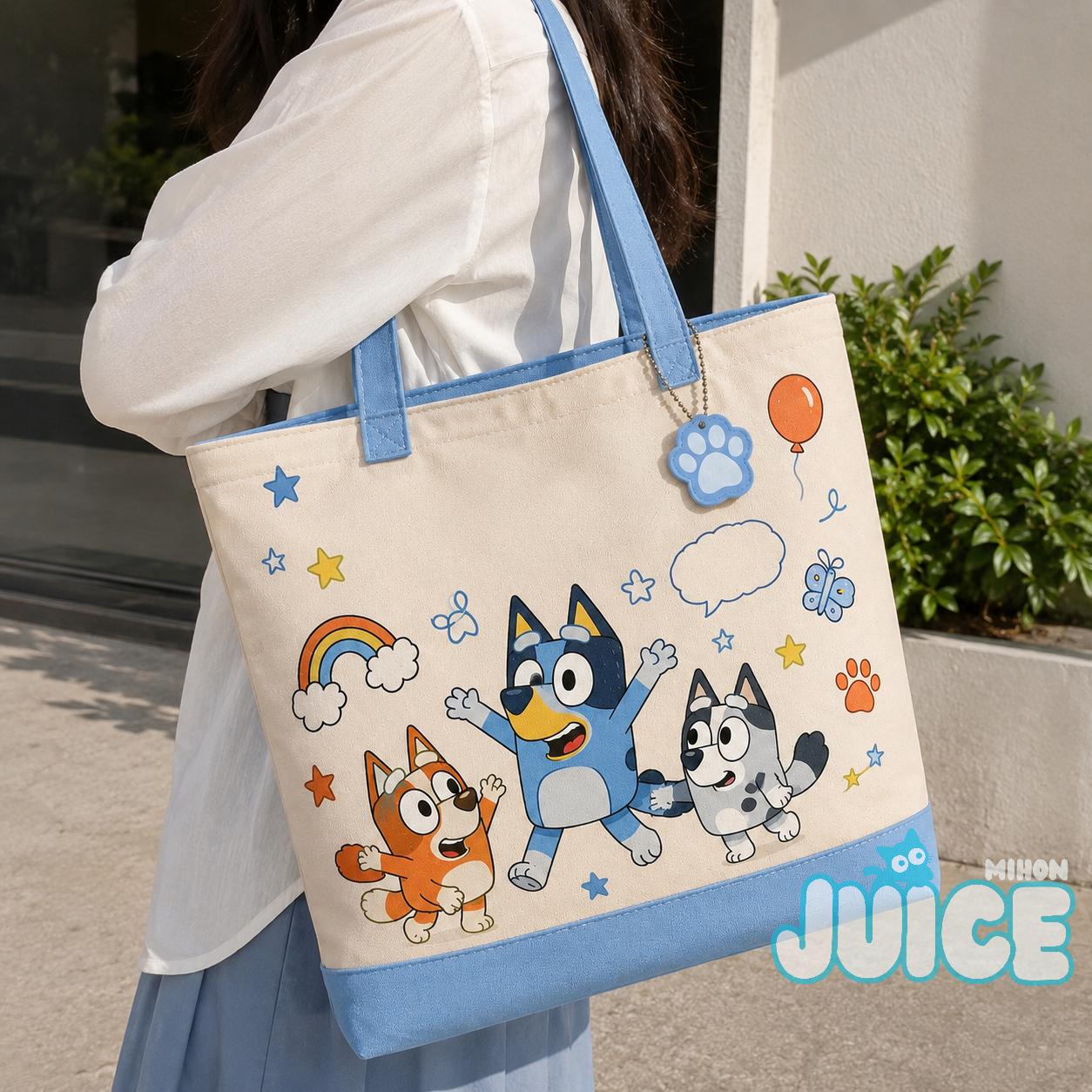 Bluey Playful Characters Back to School Tote Bag - Detail View