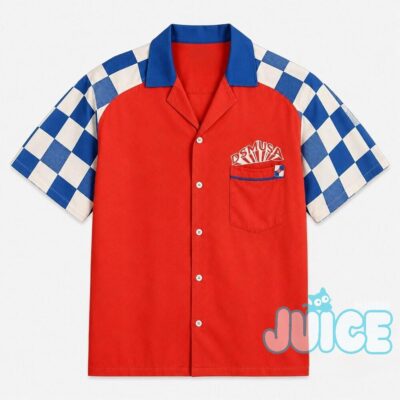 DSMUSA Checkered Shoulder Bowling Shirt