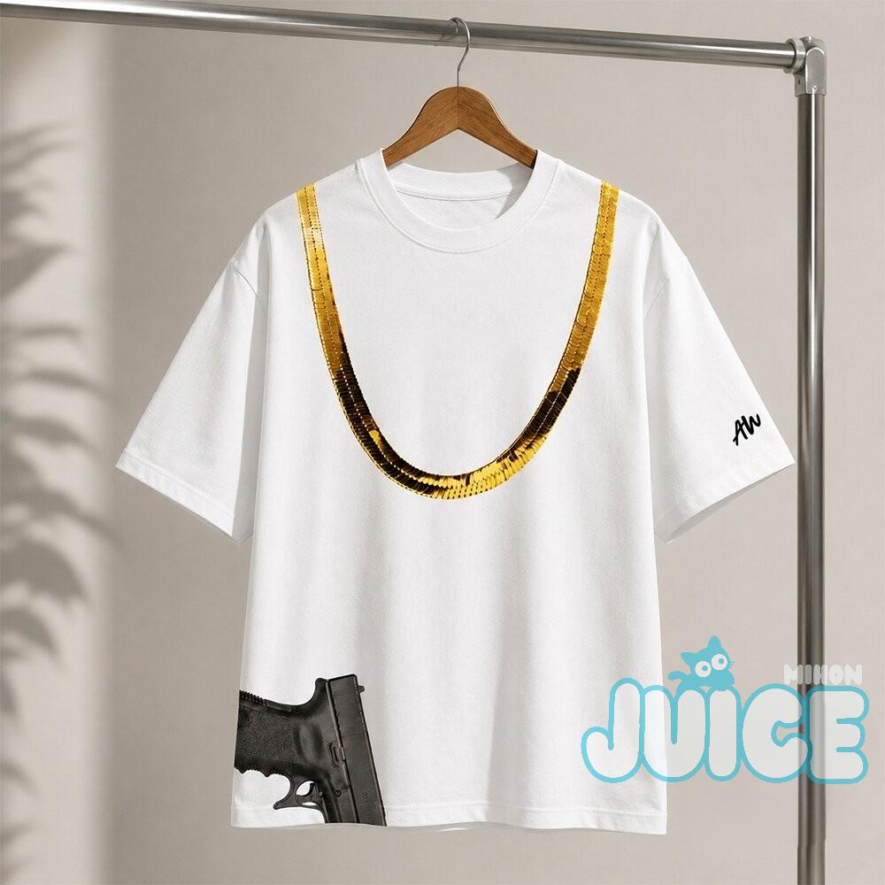 Gold Chain and Gun Graphic T-Shirt - Detail View