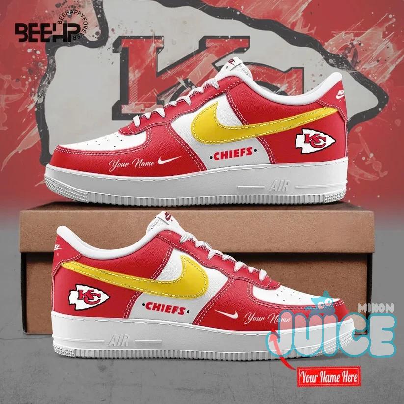 Kansas City Chiefs Custom Name Sneakers - Front View