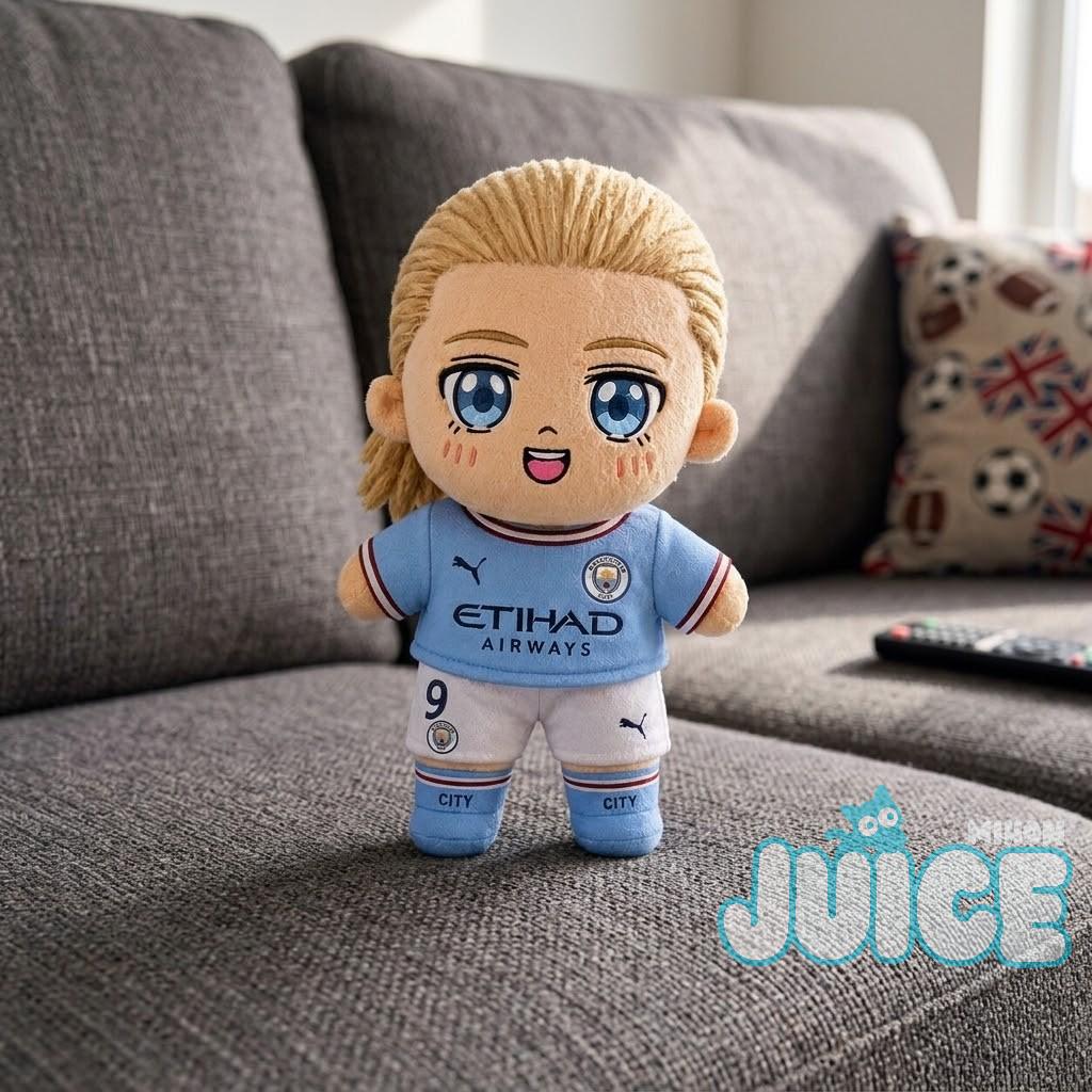 Manchester City FC Erling Haaland Number 9 Anime Chibi Plush Toy Manchester City FC Erling Haaland Number 9 Anime Chibi Plush Toy