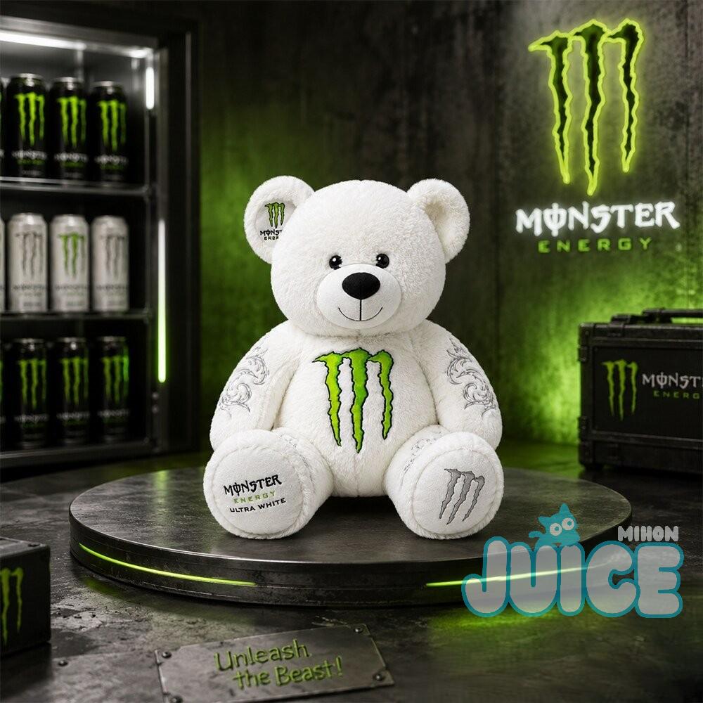 Bear Monster Energy White Ultra Plush Toy - Front View
