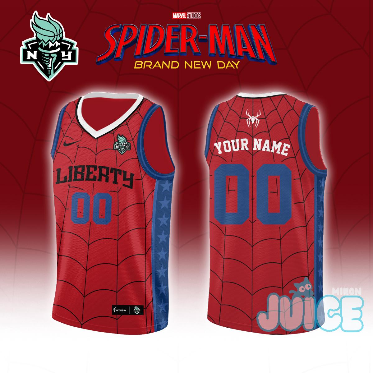 New York Liberty Spider-Man Brand New Day Basketball Jersey - Front View