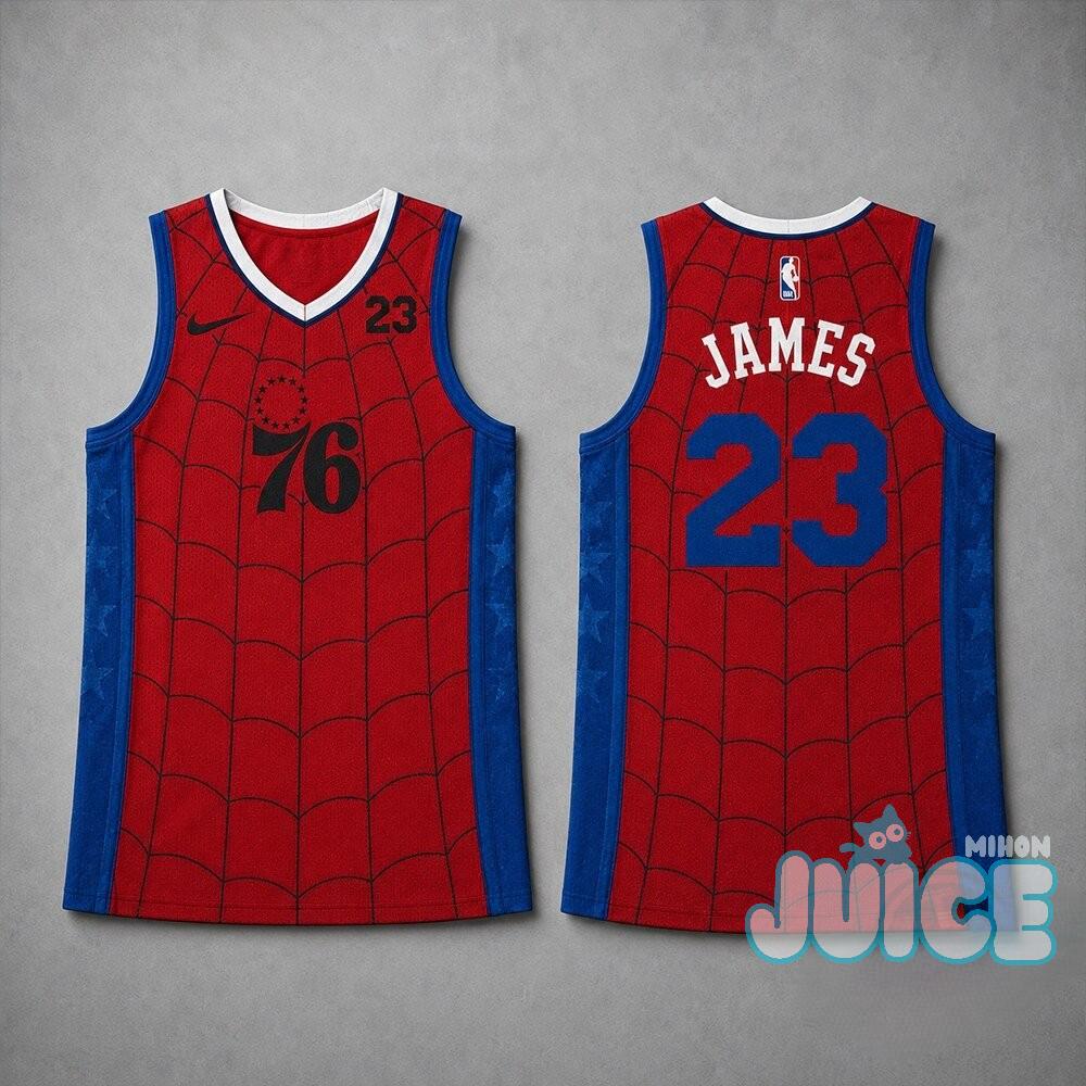 Philadelphia 76ers x Spider Man LeBron James #23 Jersey - Juicemihon
