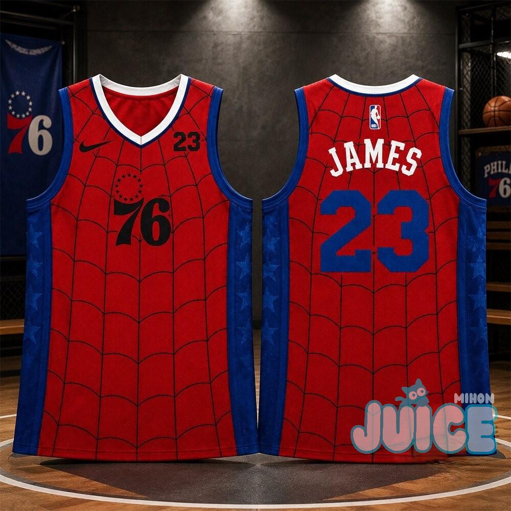 Philadelphia 76ers x Spider Man LeBron James #23 Jersey - Juicemihon