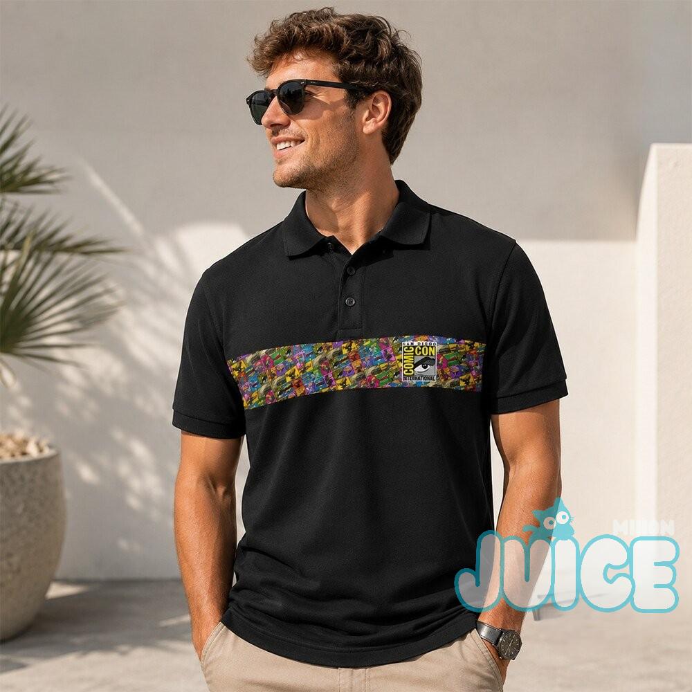 San Diego Comic-Con Panel Art Polo Shirt - Detail View