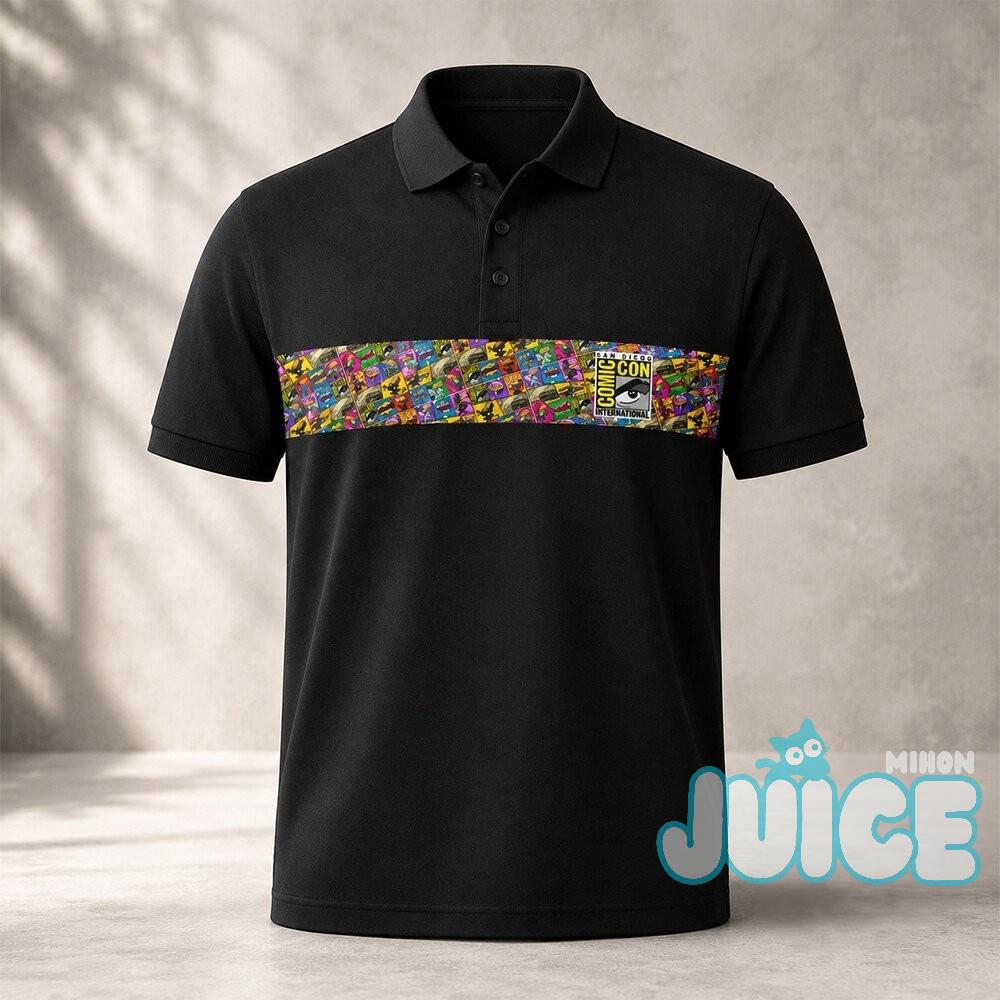 San Diego Comic-Con Panel Art Polo Shirt - Front View