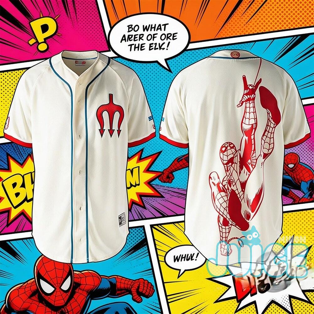 Diablos Rojos del México Spider-Man Baseball Jersey - Front View