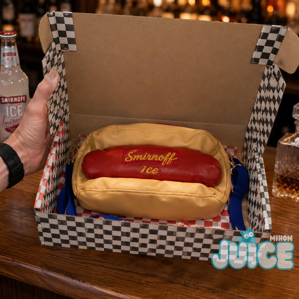 Smirnoff Hot Dog Ice Bottle Crossbody Bag Smirnoff Hot Dog Ice Bottle Crossbody Bag