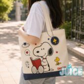 Snoopy Reading Book Tote Bag Back to School Gift