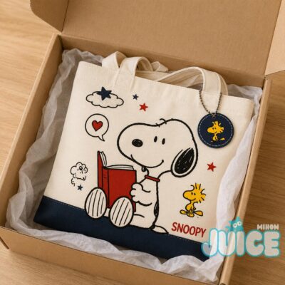Snoopy Reading Book Tote Bag Back to School Gift