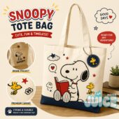 Snoopy Reading Book Tote Bag Back to School Gift