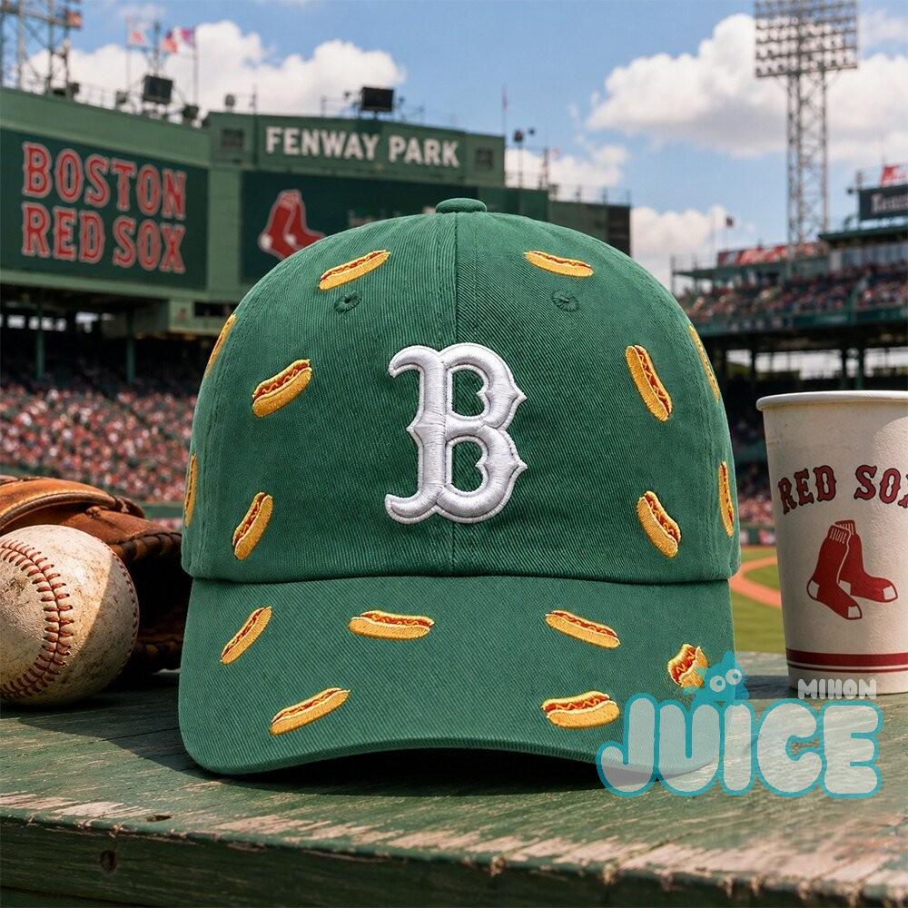 Boston Red Sox Hot Dog Pattern Baseball Cap - Front View