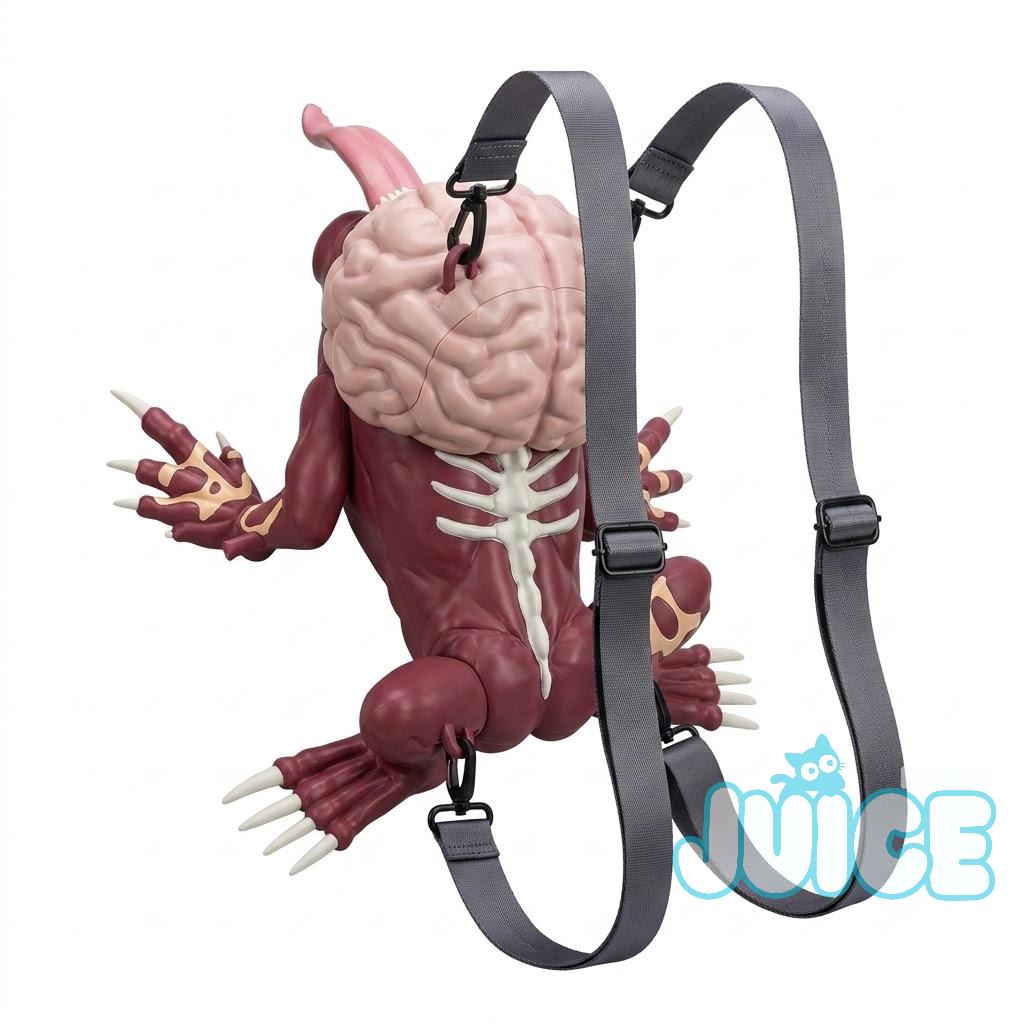 Exposed Brain Monster Horror Backpack - Detail View