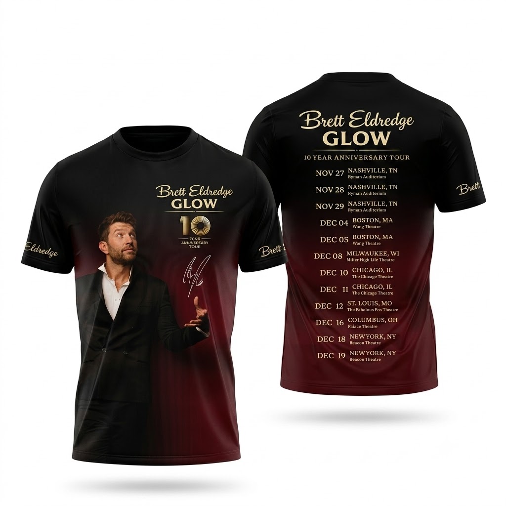 Brett Eldredge Glow 10 Year Anniversary Tour T-Shirt - Detail View