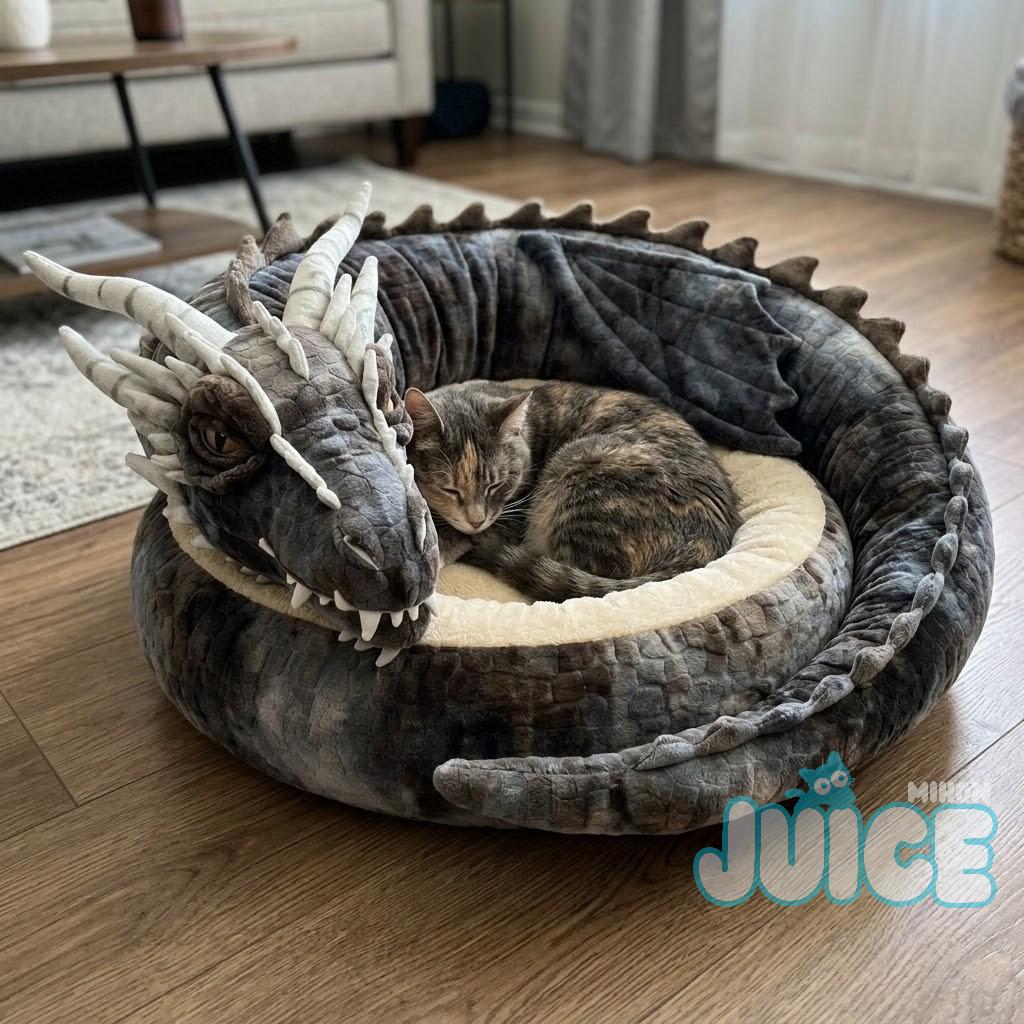 Coiled Dragon Plush Pet Bed Coiled Dragon Plush Pet Bed