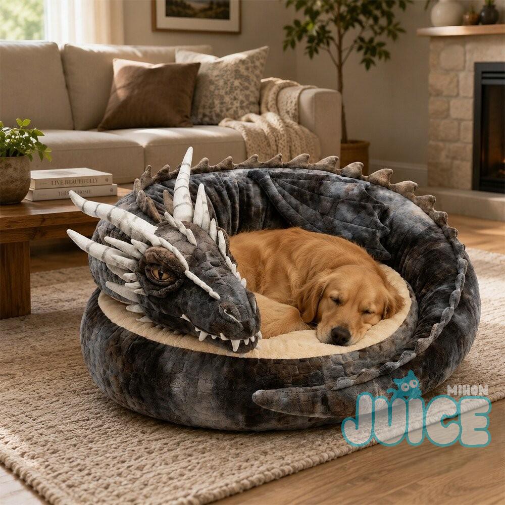 Coiled Dragon Plush Pet Bed Coiled Dragon Plush Pet Bed