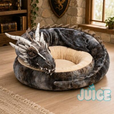 Coiled Dragon Plush Pet Bed Coiled Dragon Plush Pet Bed