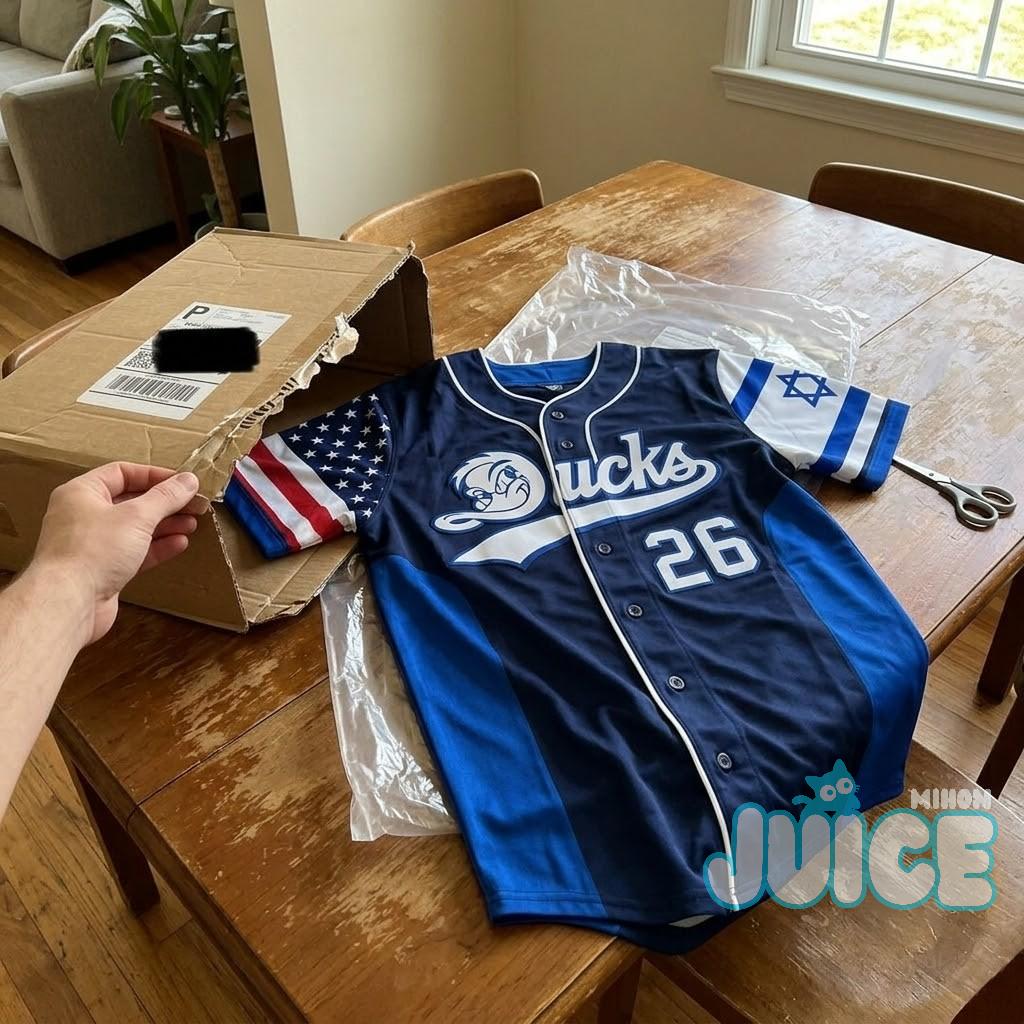 Ducks Am Yisrael Chai #26 Israeli American Flag Baseball Jersey Ducks Am Yisrael Chai #26 Israeli American Flag Baseball Jersey