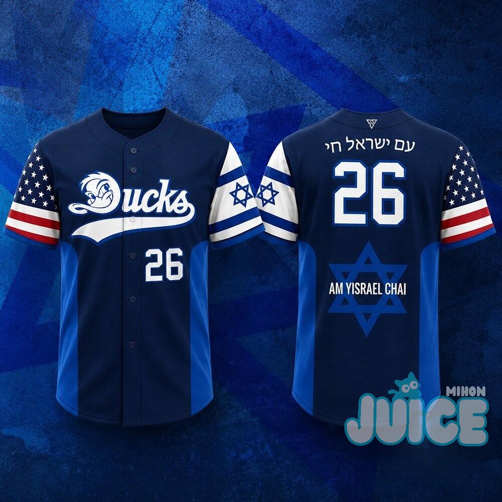 Ducks Am Yisrael Chai #26 Israeli American Flag Baseball Jersey Ducks Am Yisrael Chai #26 Israeli American Flag Baseball Jersey