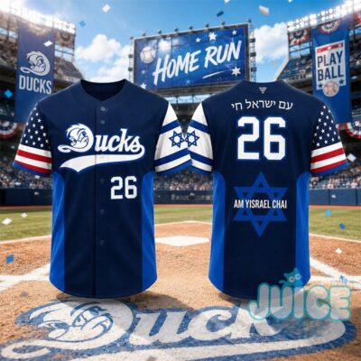 Ducks Am Yisrael Chai #26 Israeli American Flag Baseball Jersey