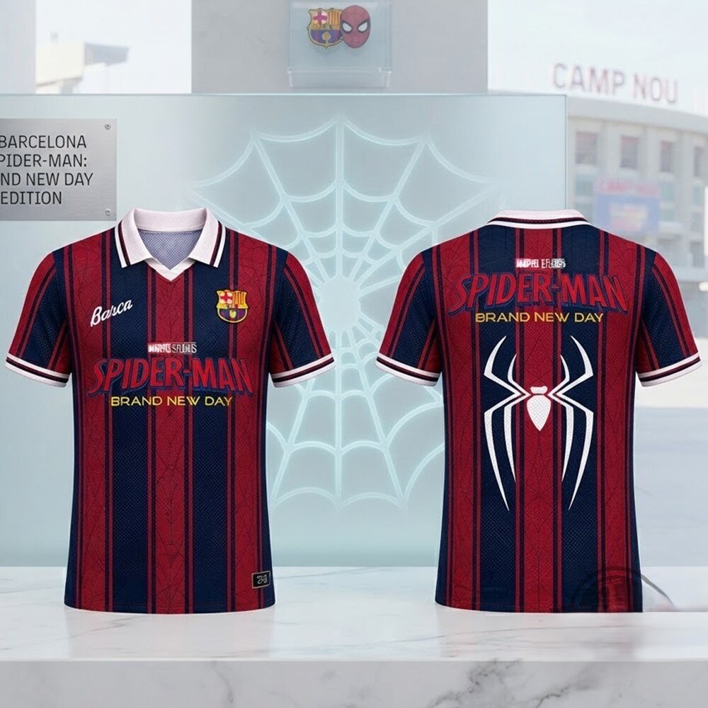 FC Barcelona Spider-Man Brand New Day Soccer Jersey - Detail View