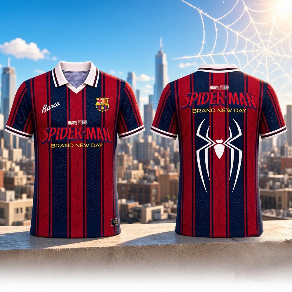 FC Barcelona Spider-Man Brand New Day Soccer Jersey - Front View