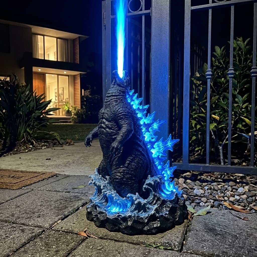 Godzilla King of the Monsters Atomic Breath Glowing Fins Garden Light - Front View