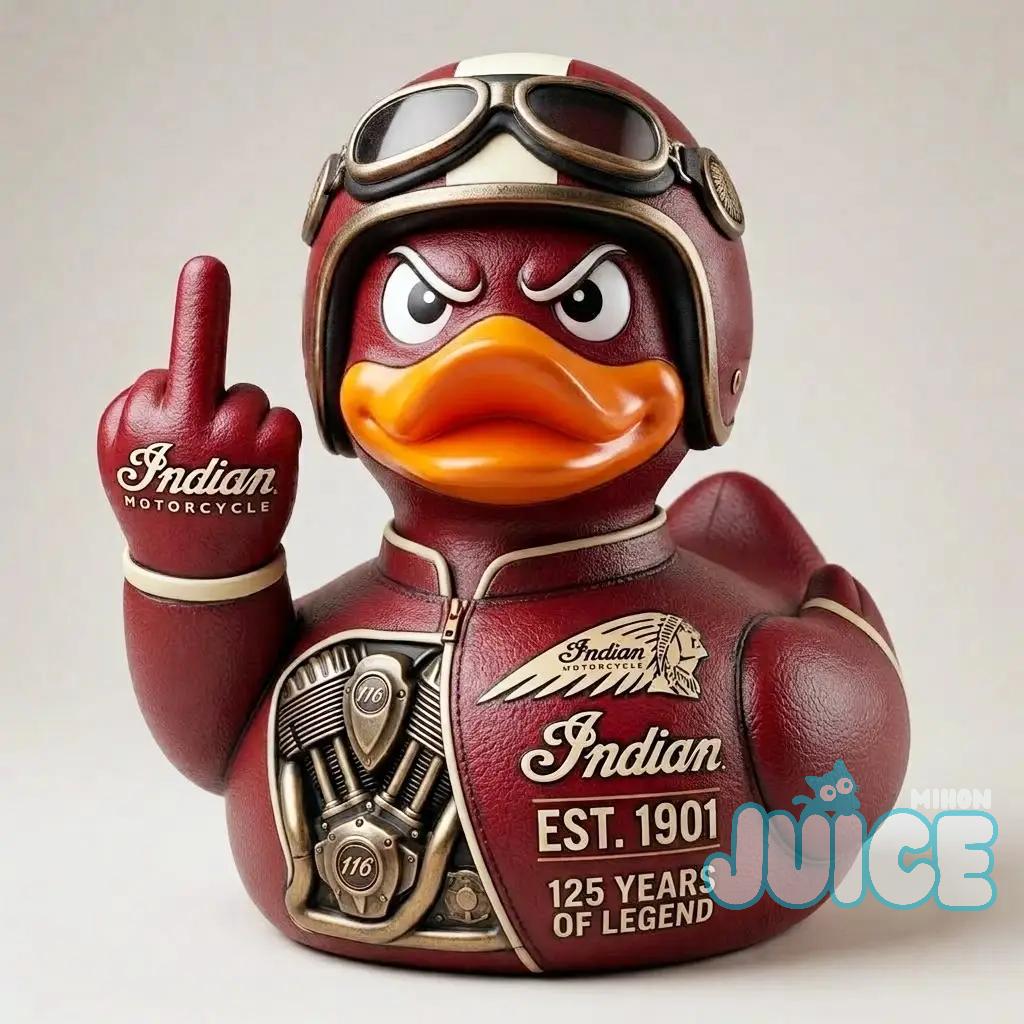 Indian Motorcycle 125th Anniversary Middle Finger Duck Figure - Front View