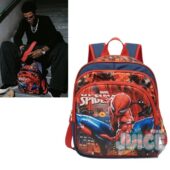 Marvel Spider-Man City Graphic Backpack - displayed with a person sitting on stairs