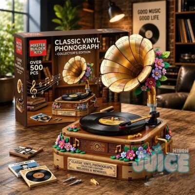 Master Builder Kits Classic Vinyl Phonograph Building Block Brick Set