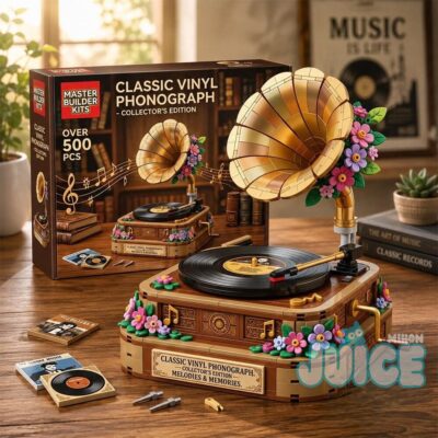 Master Builder Kits Classic Vinyl Phonograph Building Block Brick Set