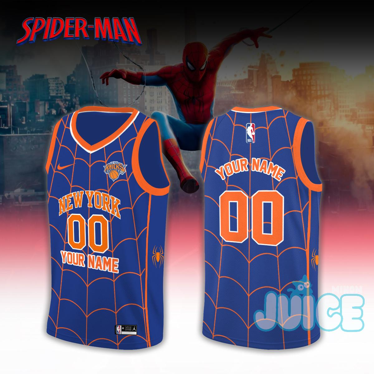 New York Knicks Spider-Man Brand New Day Web Jersey - Front View