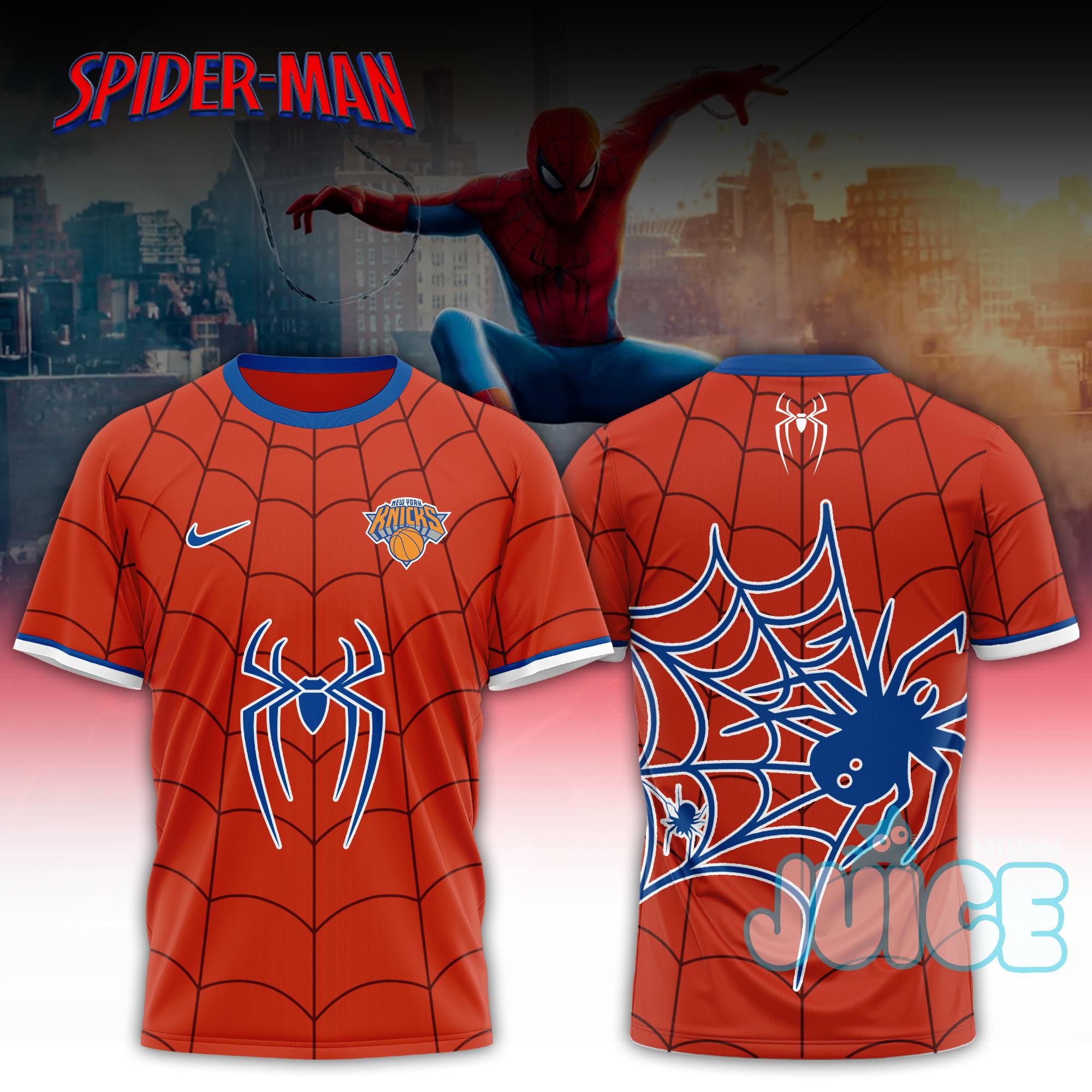 New York Knicks Spider-Man Brand New Day Web T-Shirt - Front View