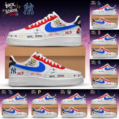 New York Yankees Back to School MLB Nike Air Force 1 Shoes New York Yankees Back to School MLB Nike Air Force 1 Shoes