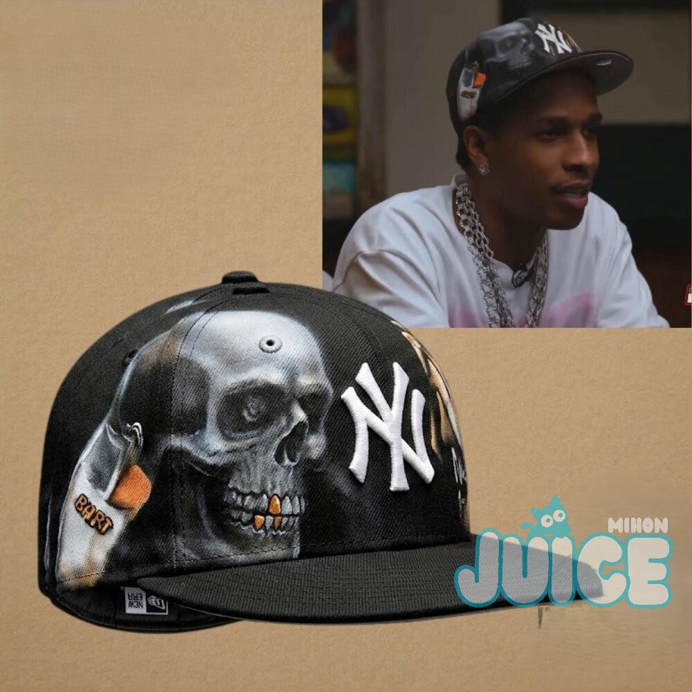 New York Yankees Bart Simpson Skull Painted Baseball Cap - Front View