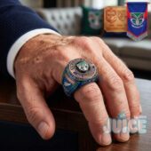 New Zealand Warriors 31st Anniversary 2026 Ring - side view with gold NRL plaque