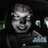 Scary Face Halloween 2026 Car Headrest Cover - full product view in car