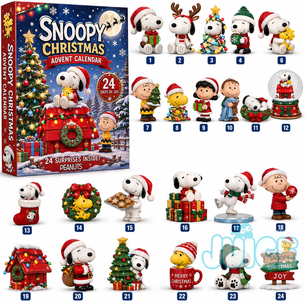 Snoopy Christmas Collectible Figure Advent Calendar Set - Front View