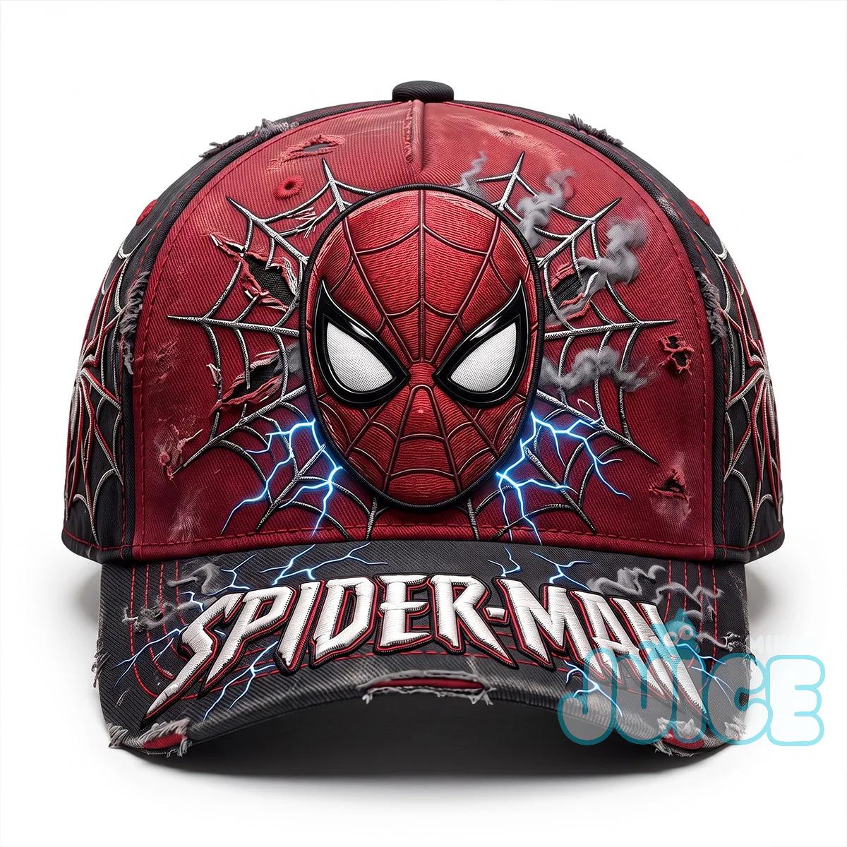 Spider-Man Electric Web Distressed Baseball Cap - Detail View